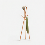 Solid wood coat rack, floor standing bedroom, movable household, vertical hanging rack, storage rack